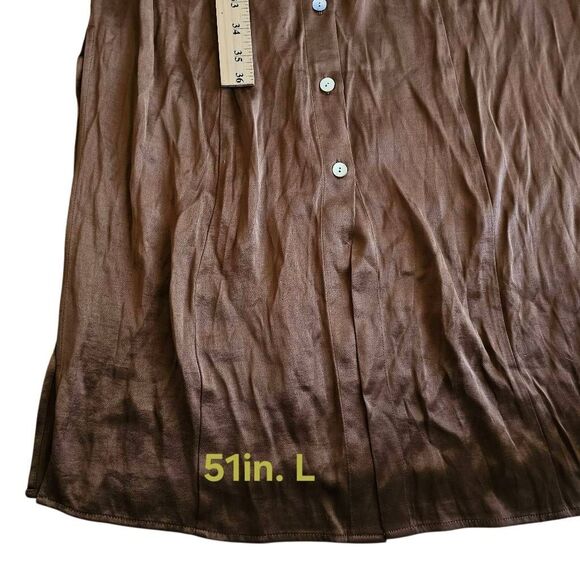 Madewell womens Sz 2 brown satin button front midi dress - Picture 7 of 9